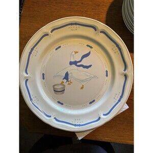 Vintage 1987 Newcor Stoneware Dinner Plate Countryside Goose Duck Style 10 3/4"